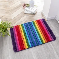 anti slip bath mat super absorbent bathroom carpet rainbow stripe colorful soft floor rugs shower room toilet door mat 50x70cm