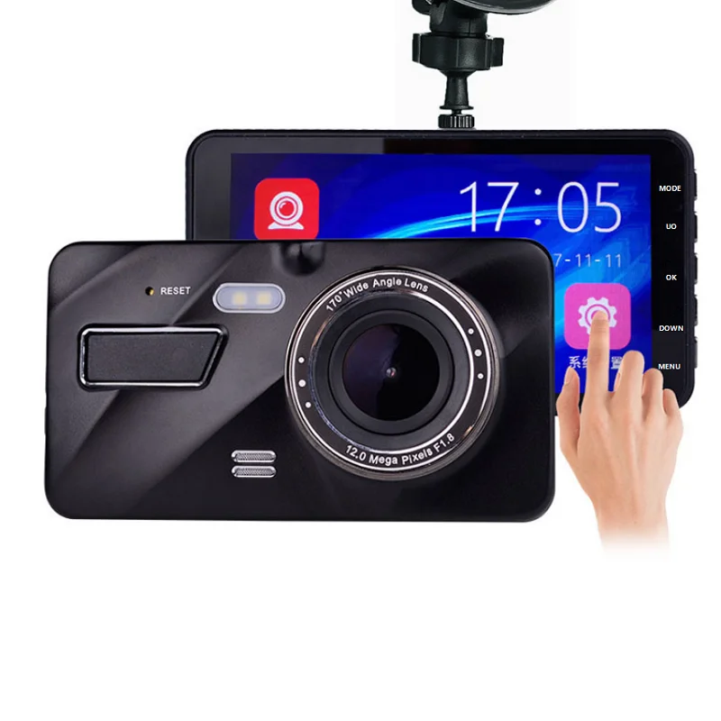 4 &quotips сенсорный двойной объектив Автомобильный видеорегистратор FHD 1080P