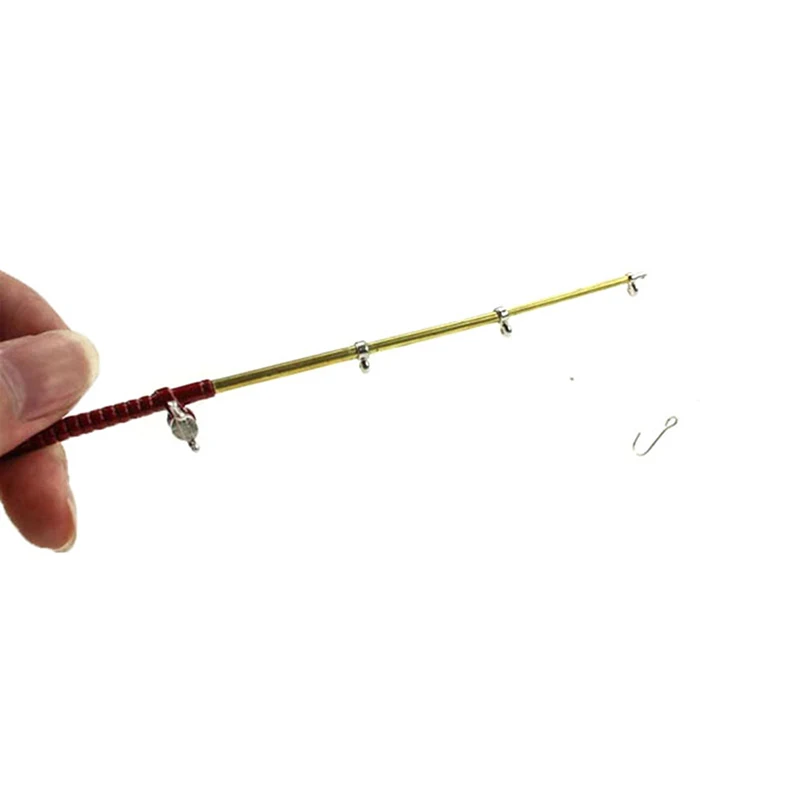 

1/12 Scale Dollhouse Miniature alloy Fishing Rod Pole Tool Model Doll Life Scene Toy for Dolls House Decoration Accessories