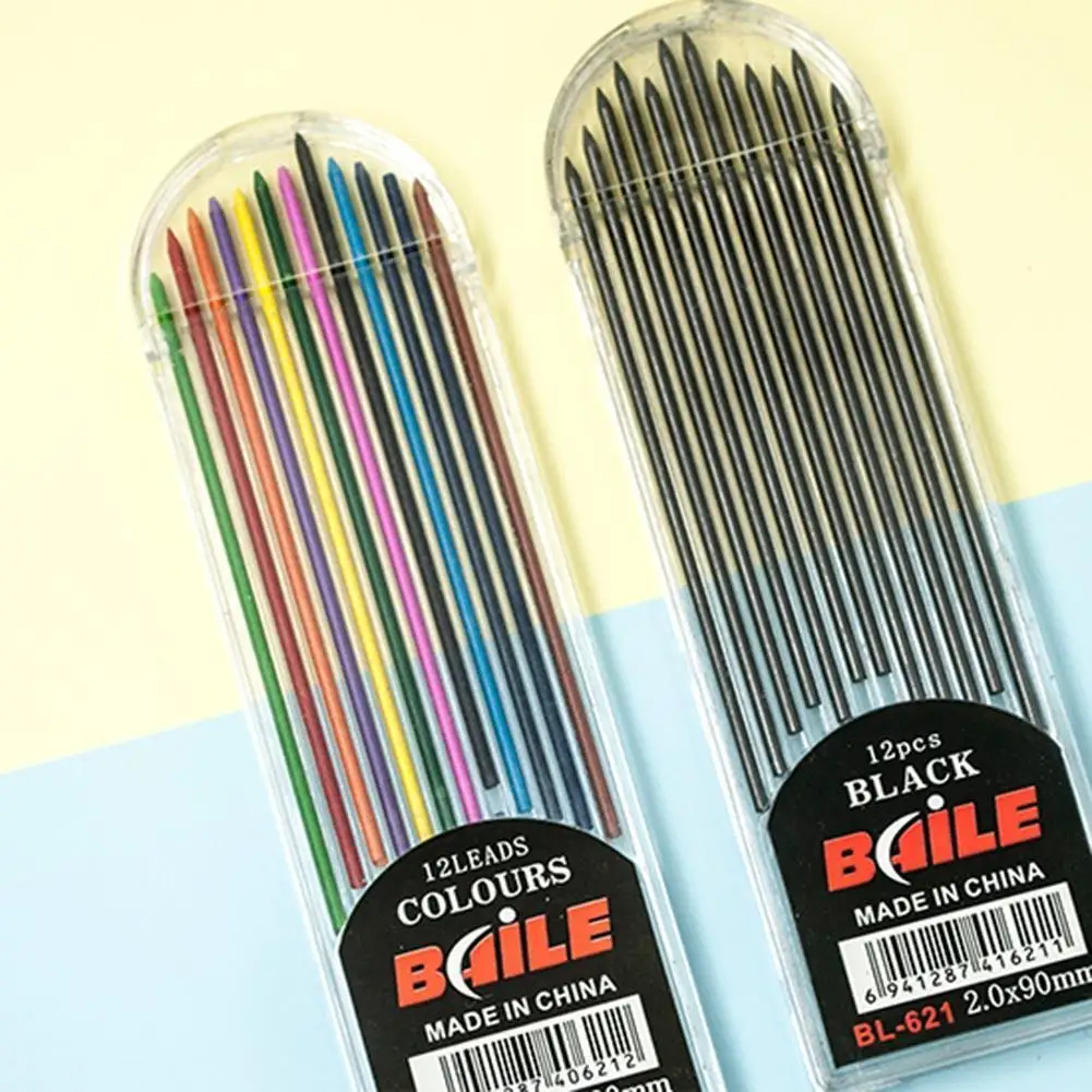 

2.0mm Color Lead Core Writing Point Automatic Pencil Drawing Design Painting Mechanical Pencil Black/colorful Refills Stationery