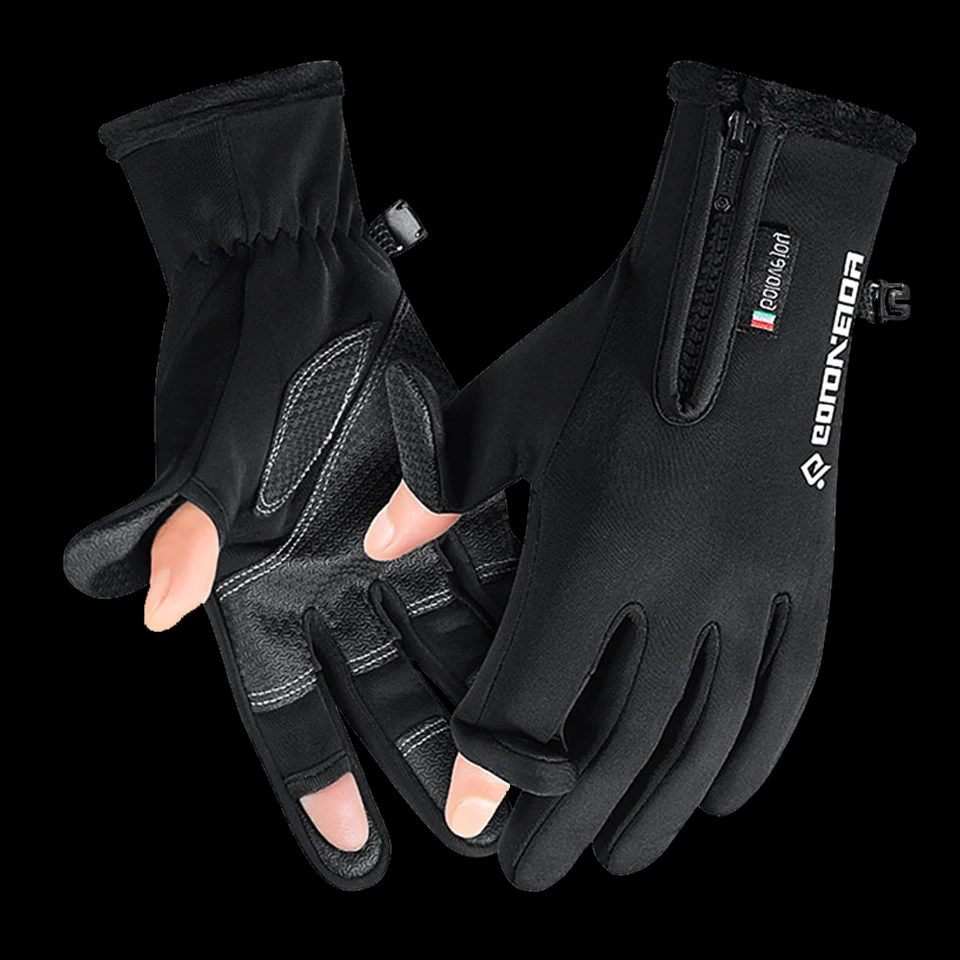 

WALK FISH Winter 2 Finger Fishing Gloves Flip Waterproof Windproof Women Men Fleece Velvet Warm Protection Skiing Fishing Gloves