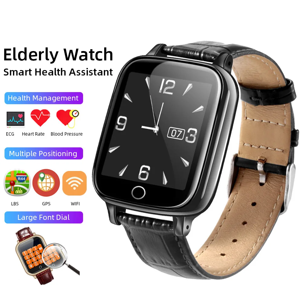 Умные часы для пожилых женщин и мужчин браслет с GPS будильником напоминанием о