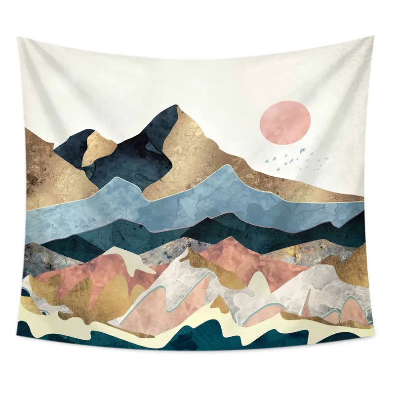 Богемный горный гобелен с принтом солнца Хиппи Мандала настенный фон для декора