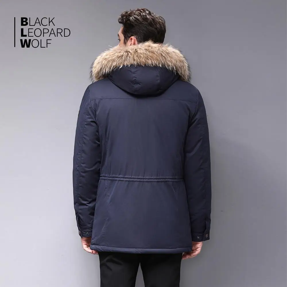 Мужская куртка с мехом Blackleopardwolf толстая парка отстегивающаяся Роскошная верхняя