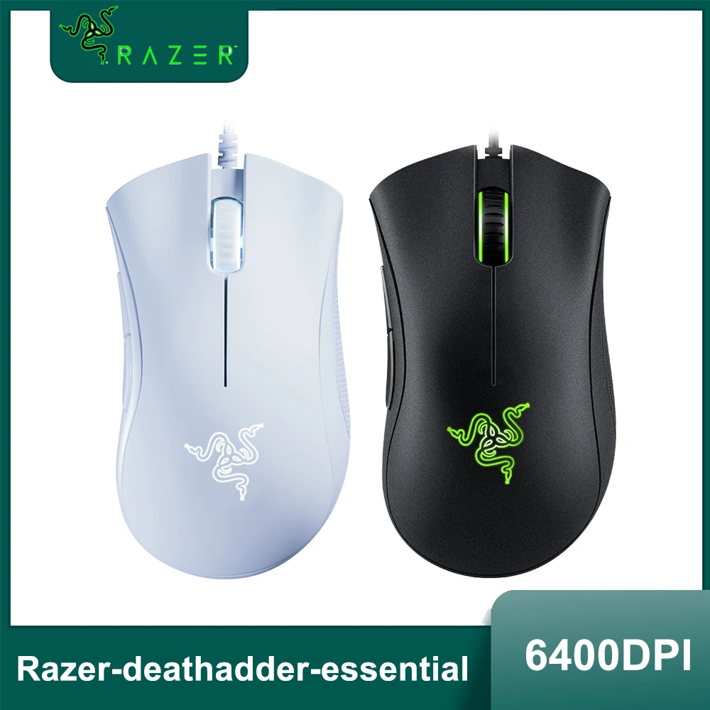 razer deathadder essential wired gaming mouse mice 6400dpi optical sensor 5 independently buttons for laptop pc gamer free global shipping