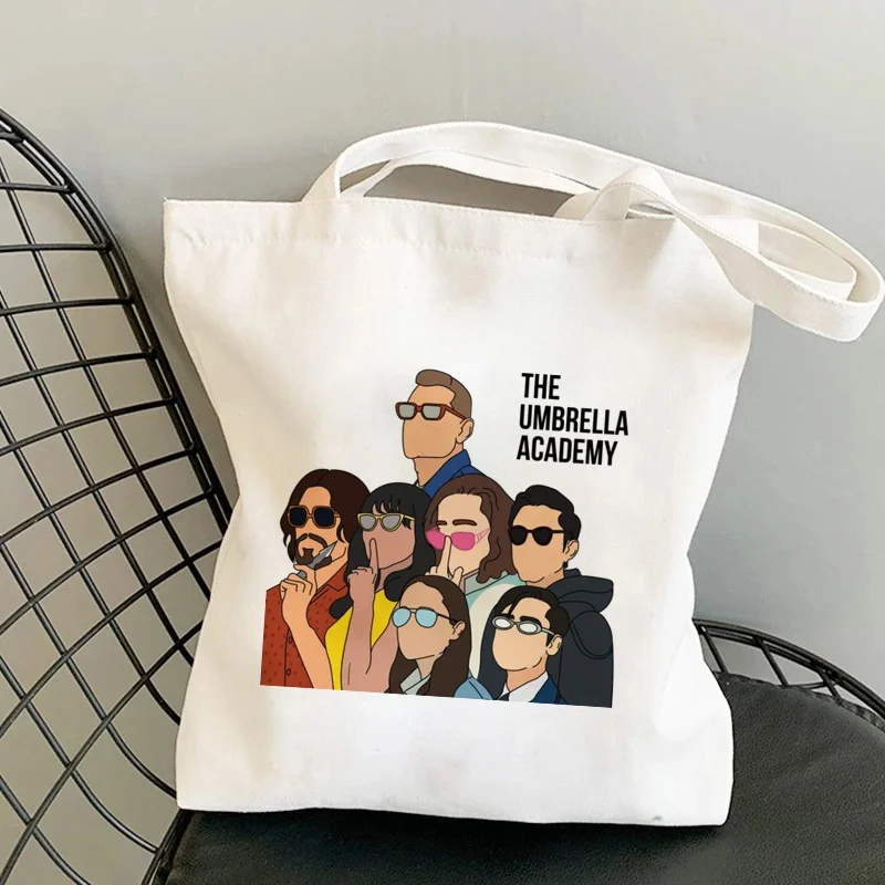 

The Umbrella Academy Print Shopping Bag Shopper Bags Handbag Bag Tote Canvas Shoulder Bag Tote Large Capacity Reusable Ecobag