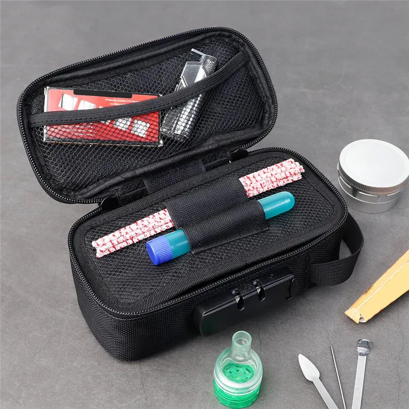 

Odor Smell Proof Stash Bag Smoking Storage Case Tobacco Pouch Weed Herb Combination Lock Carbon Lined Container Organizer