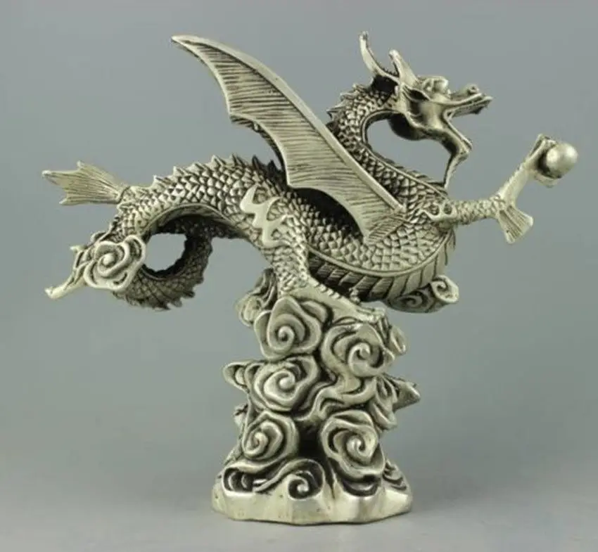 

[MGT] Rare collectable Tibet Silver dragon statue