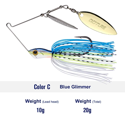 20g Blue Glimmer Goture 1 шт. ELFIN+ качественная наживка Спиннербейт 20G/24G высокое Скорость запасами ивовых деревьев лезвия металлическая приманка со свинцовым spinner ложка приманки - Цвет: 20g Blue Glimmer