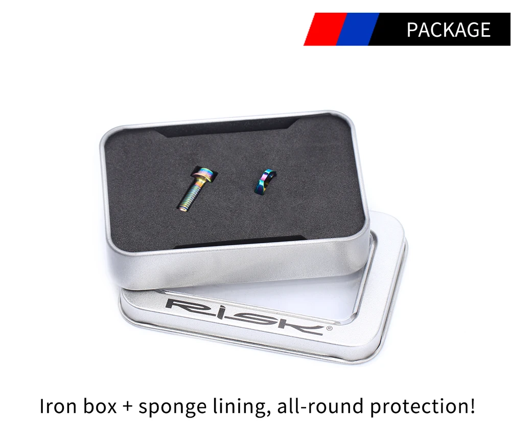 RISK велосипедный передний переключатель крепежный винт с прокладкой MTB дорожный велосипед складной титановый изогнутый Сверхлегкий полый болт комплект