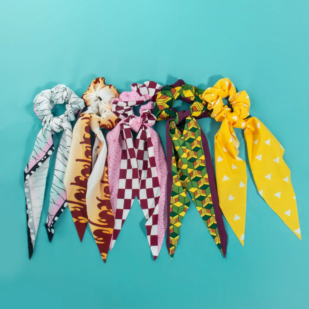 

Anime Demon Slayer Hair Ring Ribbon Cosplay Headwear Nezeko Tanjirou Zenitsu Girl Hair Accessories Cute Cartoon Hair Band Gift