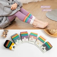 girls leggings patchwork pants baby girl colorful trousers spring autum cotton knit leggings cute casual pants