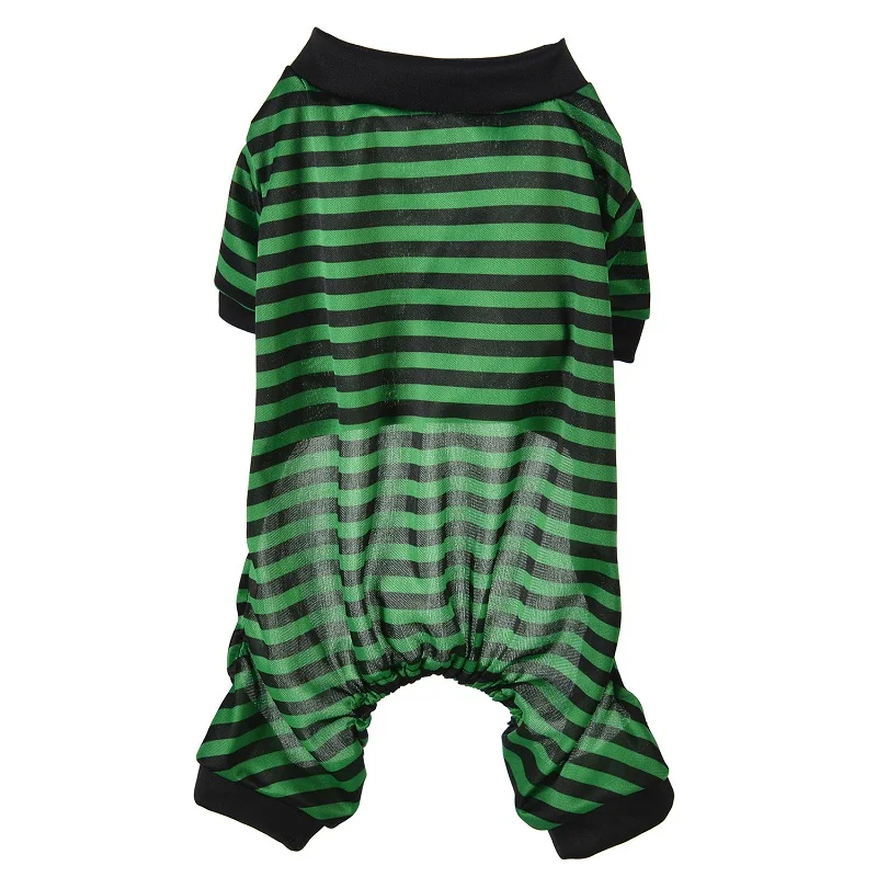 НОВАЯ тонкая полосатая Пижама для собак комбинезон кошек одежда щенков летняя пижамы ночная рубашка