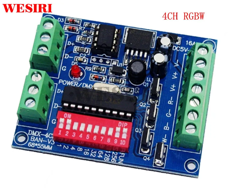 4 канала DMX512 декодер диммер драйвер 4CH RGBW DMX контроллер DC5V-24V для светодиодные