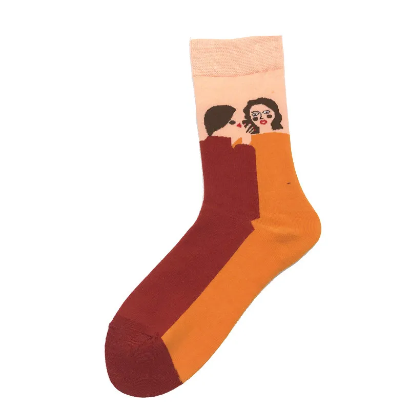 socks 07 Kawaii/женские носки с цветочным рисунком; милые женские носки с абстрактным принтом; хлопковые короткие креативные носки с животными; теплые забавные зимние носки до щиколотки - Цвет: socks 07