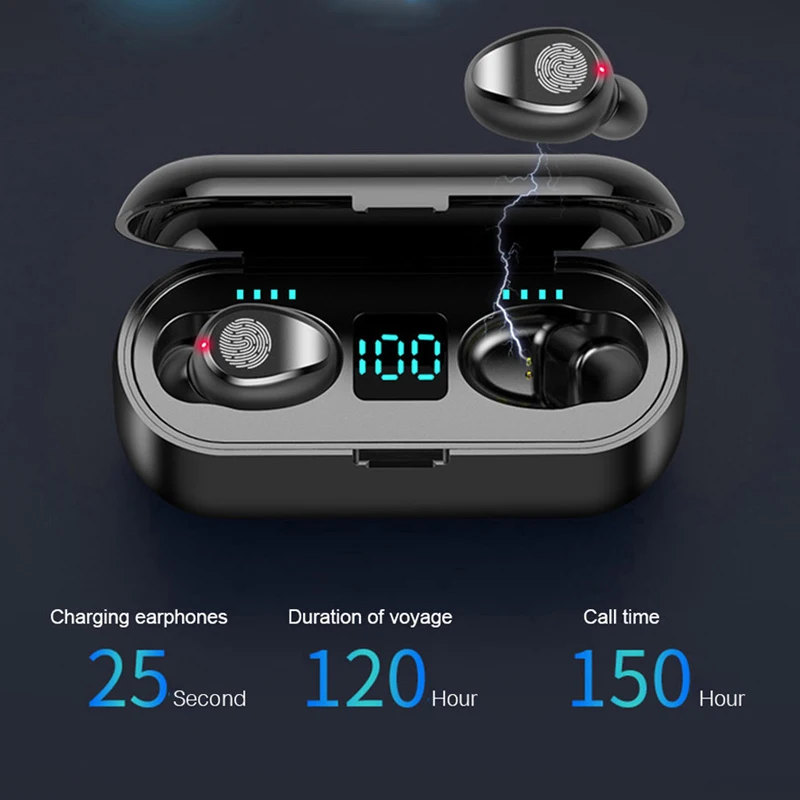 Беспроводные наушники Bluetooth V5.0 F9 TWS беспроводные светодиодный дисплей внешний