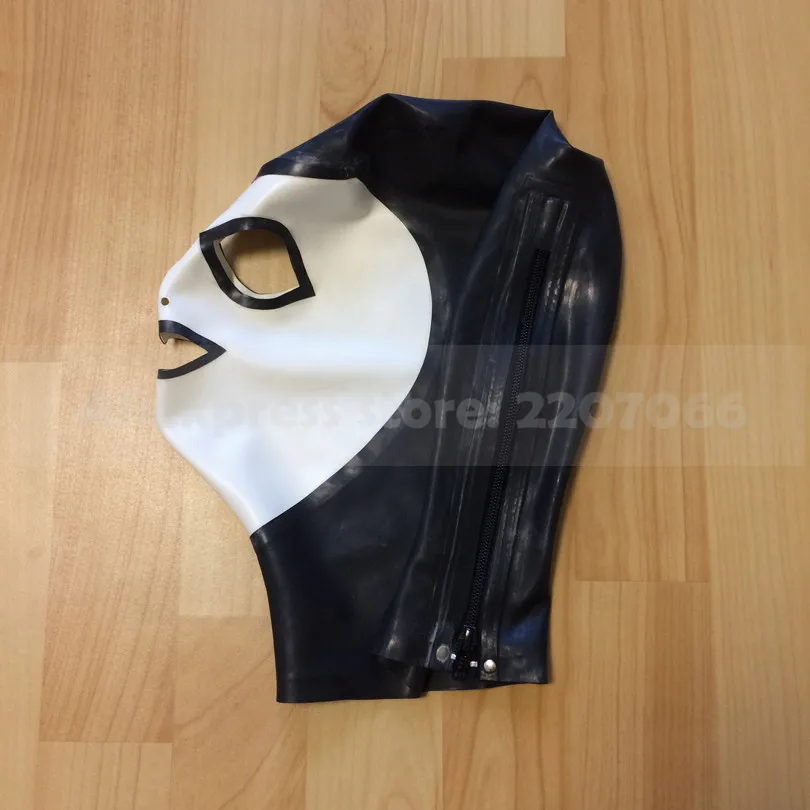 Латексные колпачки для женщин с открытым ртом глаз и белой резиновой маской лица