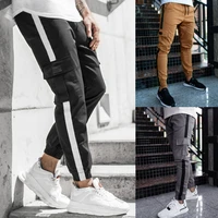 new casual cargo pants men mens lanyard work clothes binding feet streetwear sport joggers free shipping