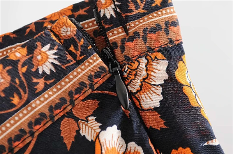 Винтажные шикарные женские черные с цветочным принтом богемные расклешенные