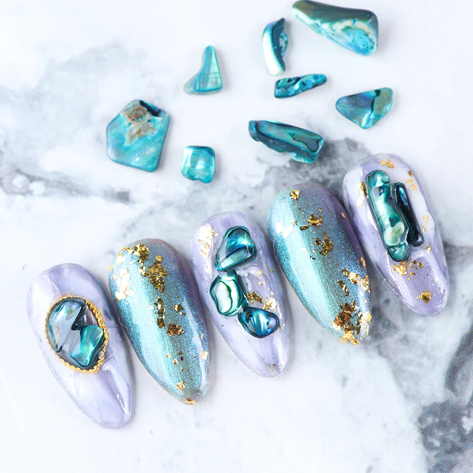 12 сеток градиентные украшения для ногтей смешанные раковины Abalone блестки срез камня талисманы для дизайна ногтей хлопья аксессуары советы CHRB01-04