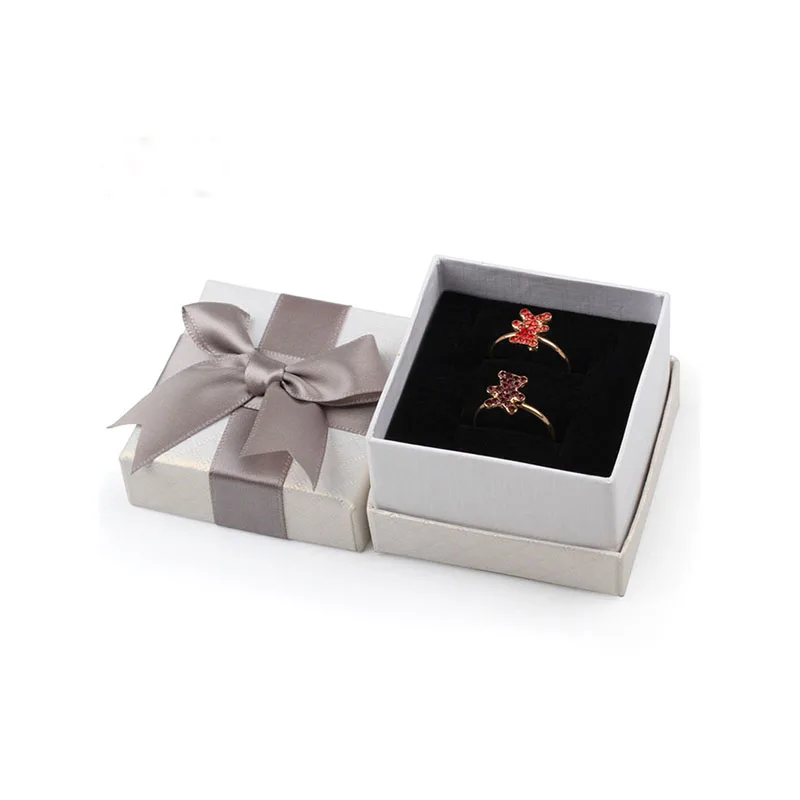 50pcs/Lot Exquisite Jewelry Gift Silk Bow Ribbon Paper Box Ring Square Necklace Wedding Boxes Modern Event Organizer | Украшения и