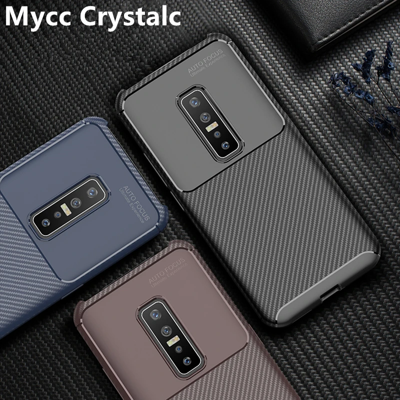 Модный противоударный чехол из углеродного волокна и ТПУ для Vivo V17 Pro полная