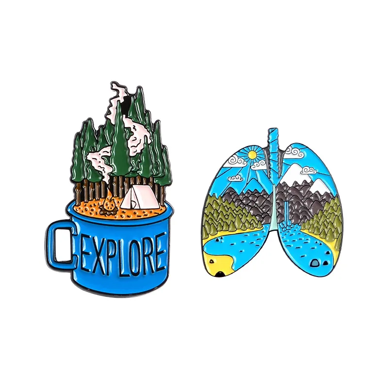 

Kids Jewelry Snow Mountain enamel pins Starry night moon stars badge brooch Lapel pin Denim Jeans shirt bag