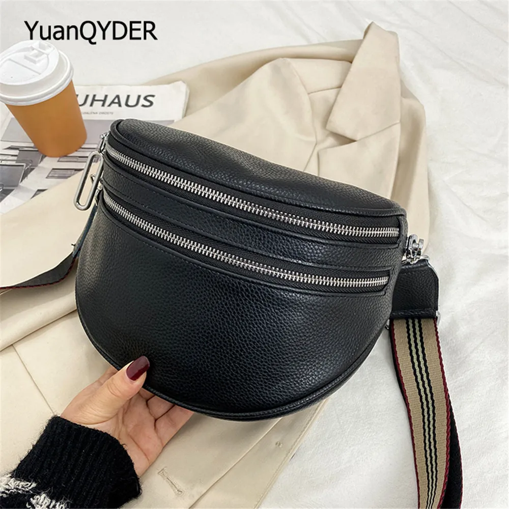 

Double Zipper Design Ladies Shoulder Bag Solid Color Designer Women Messenger Bags High Quality Genuine Leather Women's Bag Sac