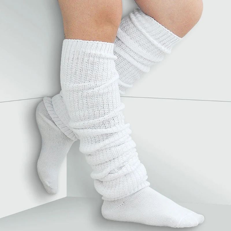 Женские зимние трикотажные чулки выше бедра в рубчик с высоким верхом