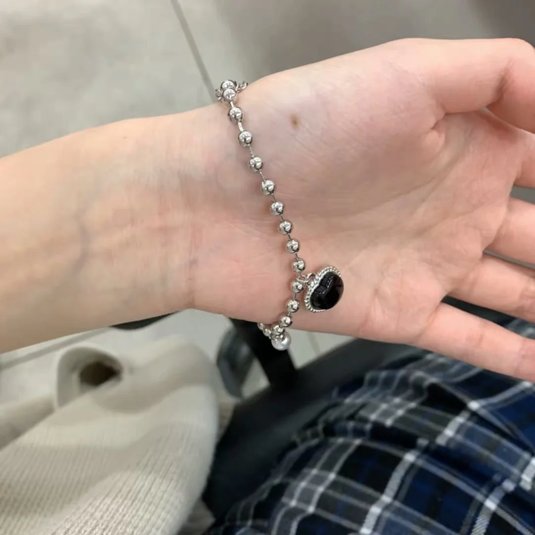 Новинка 2022 стильный черный женский браслет с жемчугом из титановой стали и