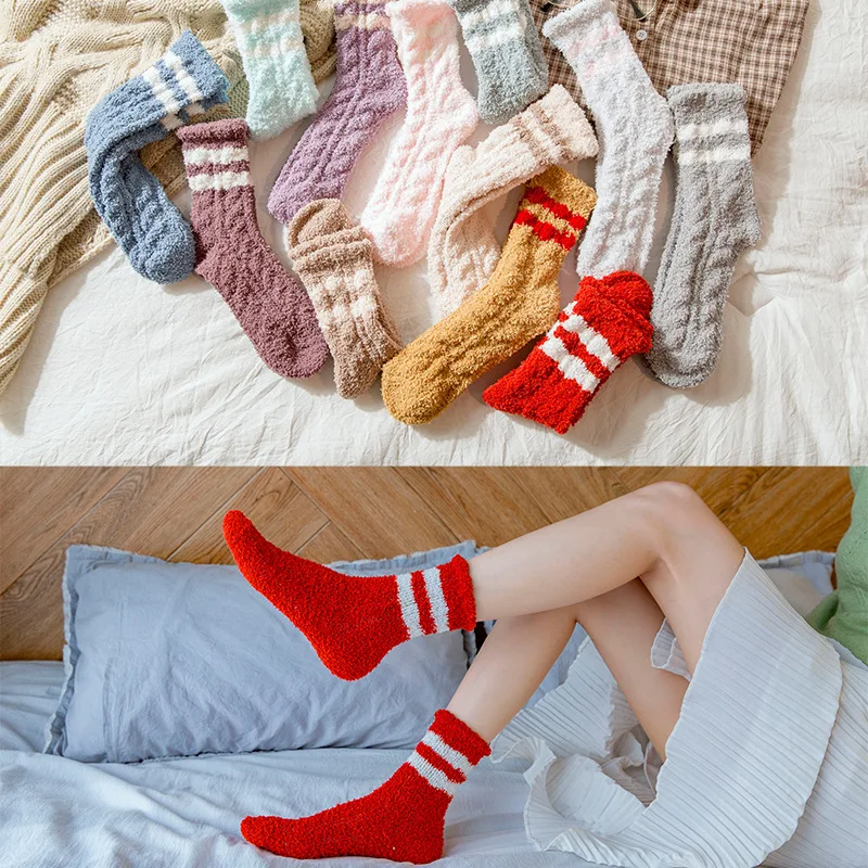 Милые Мультяшные носки из кораллового флиса парные повседневные зимние