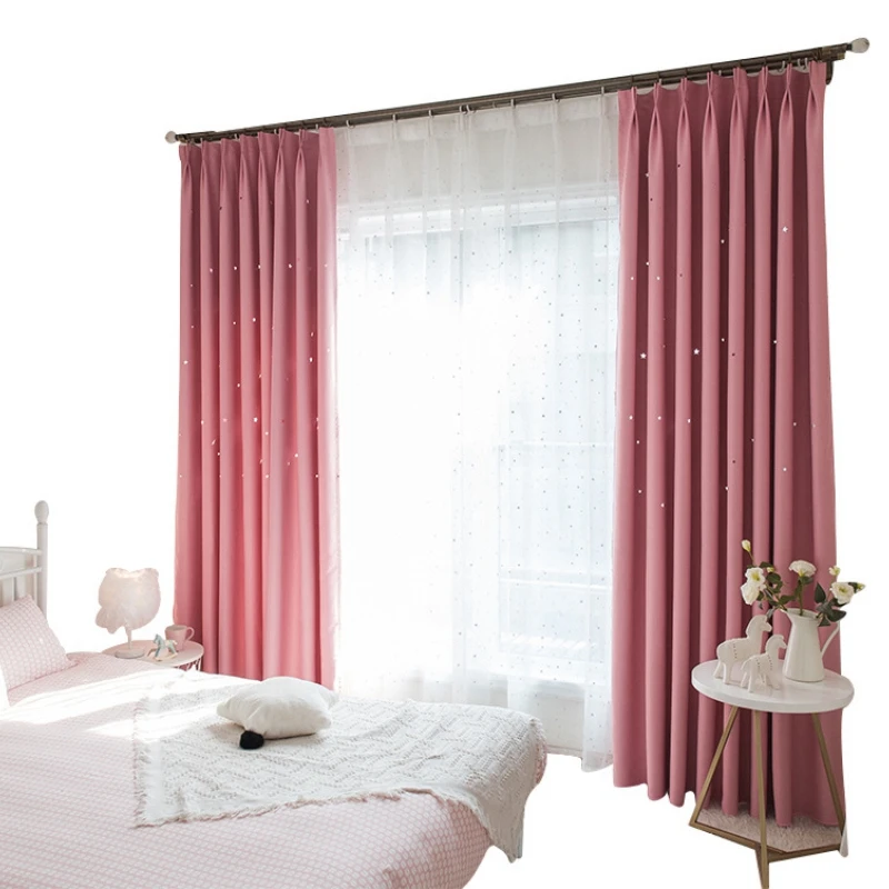 Hollow-Out Stars Children Curtains Cartoon Purple Pink Blackout Drapey Decor Kids Girls Bedroom Living Room Window Tulle X-M2263 | Дом и сад