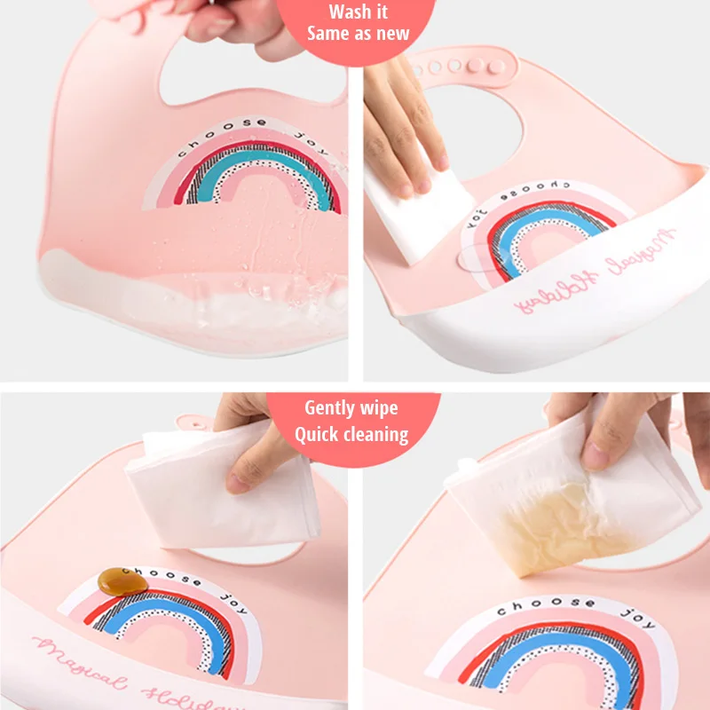 1pcs Waterproof Baby Bib Food Grade Silicone Drool Feeding Aprons Oil-proof Lunch Adjustable Dropping | Детская одежда и обувь