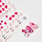Новые модные однотонные полые рельефные дизайнерские 5D наклейки с красными сердечками для ногтевого дизайна клей для задней части украшения ногтей самодельные наклейки 2021