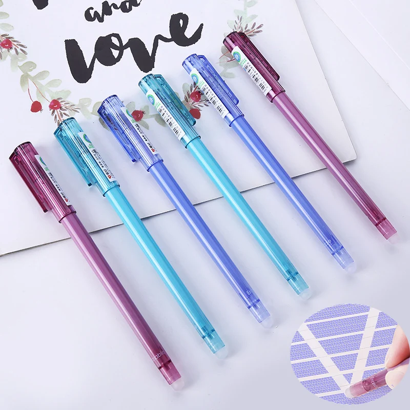 

3Pcs/Set 0.5mm Blue Black Ink Gel Pen Erasable Refill Rod Erasable Pen Washable Handle School Writing Stationery Gel Ink Pen