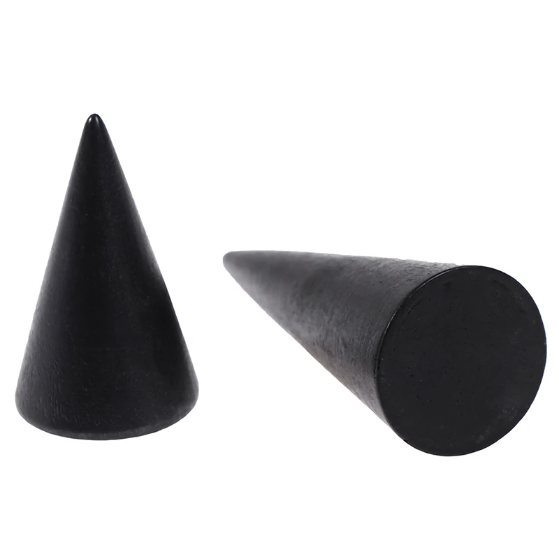 

Vintage Black Wooden Ring Holder Display Cone Rack Solid Wood Finger Stand Storage Organizer Jewelry