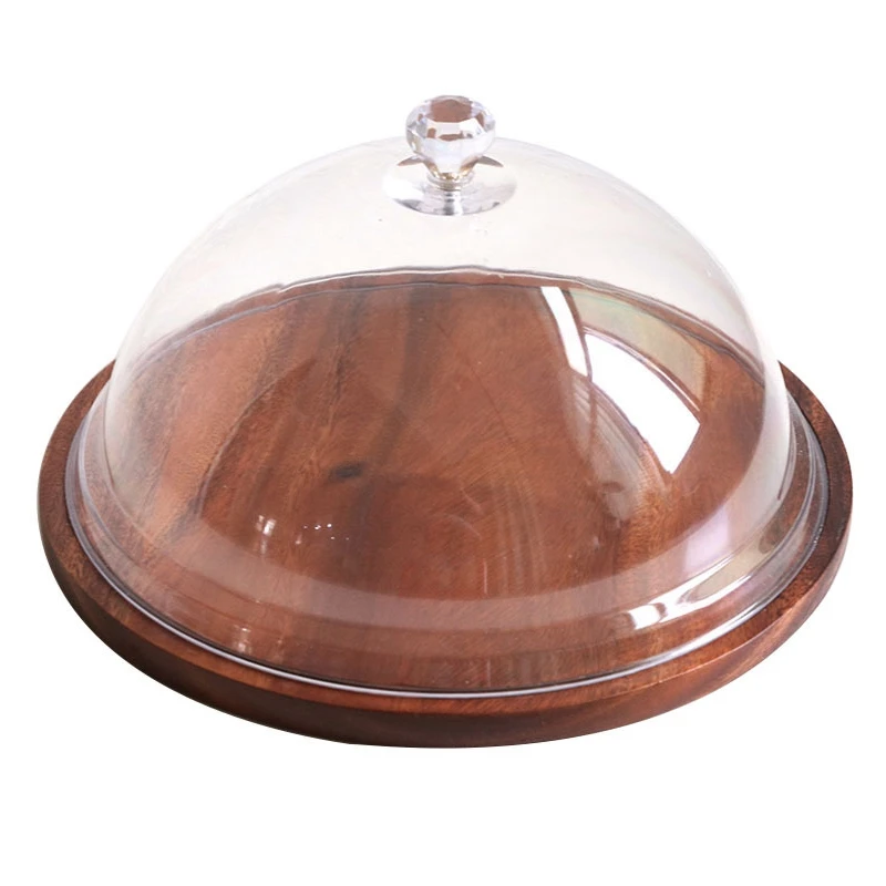 Акриловый торт дисплей блюдо хлеб лоток с крышкой десертный стол деревянные