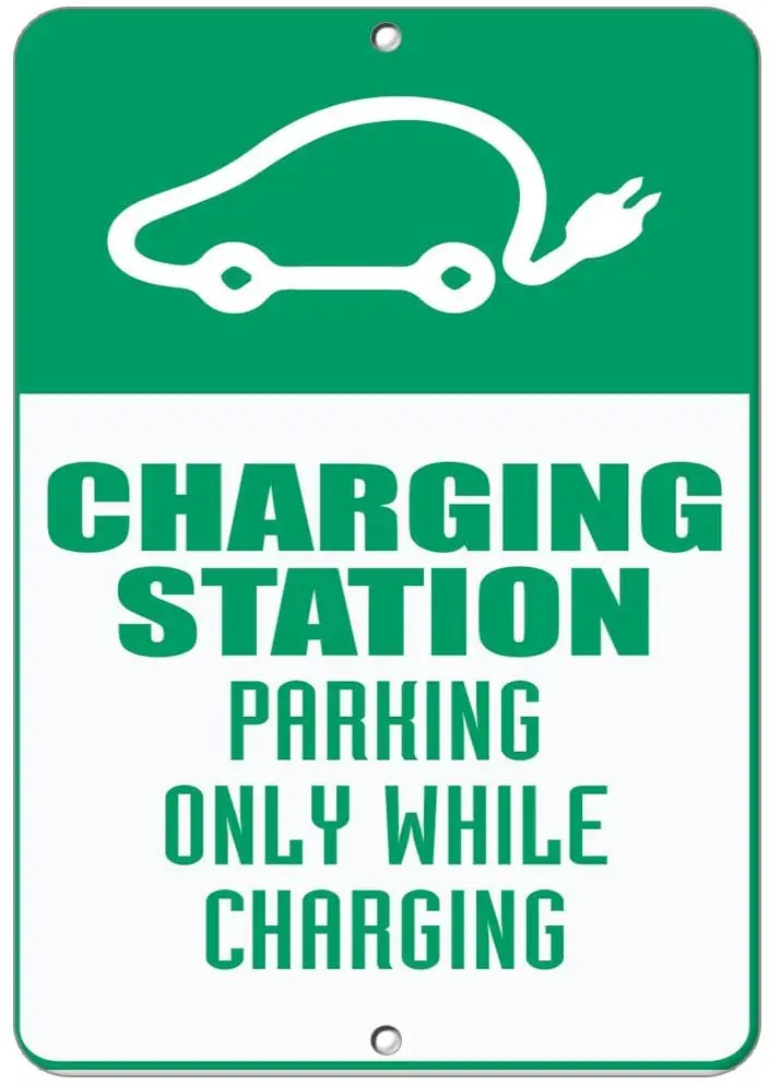 

Vertical Metal Sign Multiple Sizes Charging Station Parking Only While Wall Tin Sign 30x20 Decoration