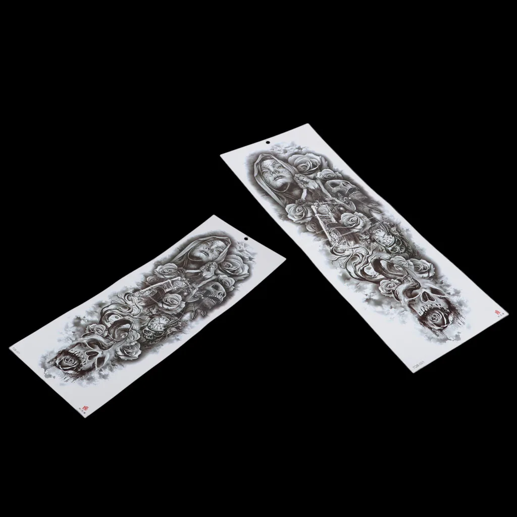 

Temporary Tattoo Sleeve Arm Mens Womens Waterproof Sticker Halloween 2 Pcs
