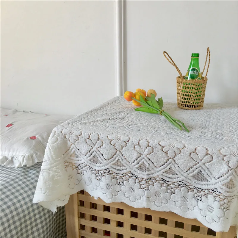INS Style Lace Tablecloth Light Beige Simple Cafe Rectangular Restaurant Artistic Background Fabric Decorative Cloth | Дом и сад