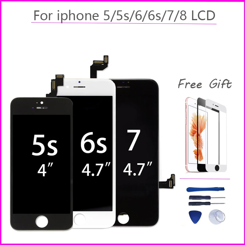 100% протестированный сенсорный экран для Iphone 5 5s 6 6s 7 7p 8 8p сменный ЖК с дигитайзером