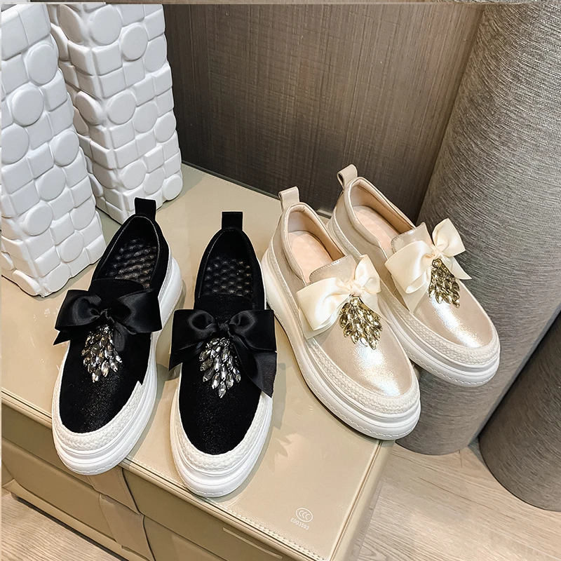 ISNOM/нескользящая женская обувь на плоской резиновой подошве из коровьей кожи