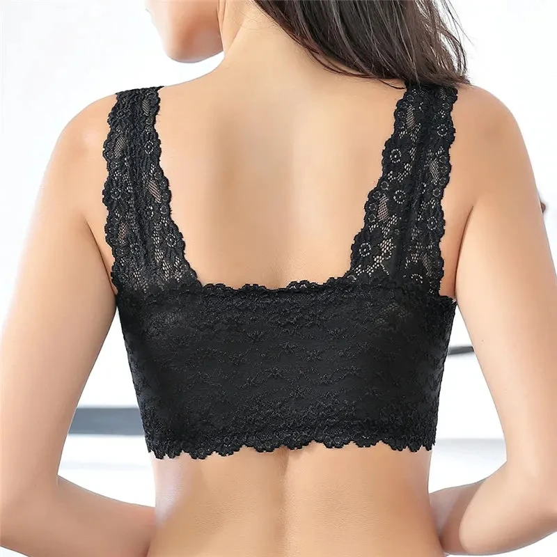 

fashion women bra front closure solid comfort sexy gather upgrade lace cute plus size ladies tank bra soft breathable zip bra