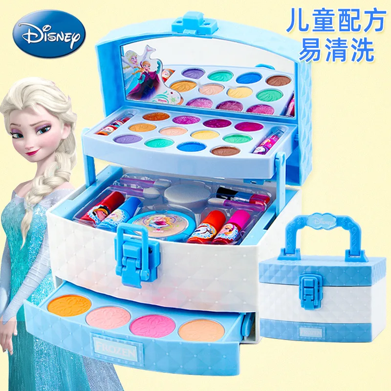 

Disney girls frozen cosmetics princess makeup suitcase lipstick play house birthday gift