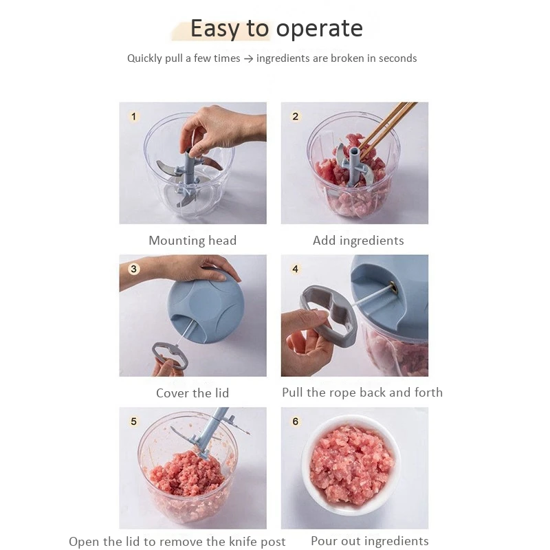 

Hand Chopper Manual Rope Food Processor Silcer Shredder Salad Maker Grinders Cutter Baby Food Mill Maker Machine