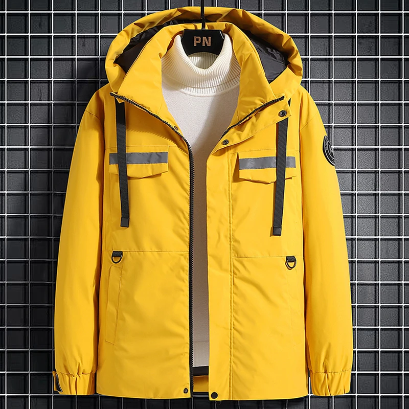 

90% White Duck Down Padded Warm Jacket Men 2021 Winter New Hooded Windbreaker Thermal Down Coats Man Reflective Puffer Jackets
