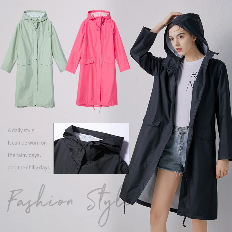 

Unisex Long Raincoat Windbreaker Pullover Fashionable Waterproof And Windproof Cloak Portable Lightweight Jacket With Pockets