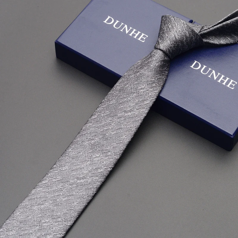 

High Quality 2019 New Silk Wedding Ties for Men Tie slim 6cm Necktie Designers Brand 2.36 Inches Black Neck Tie with Gift Box