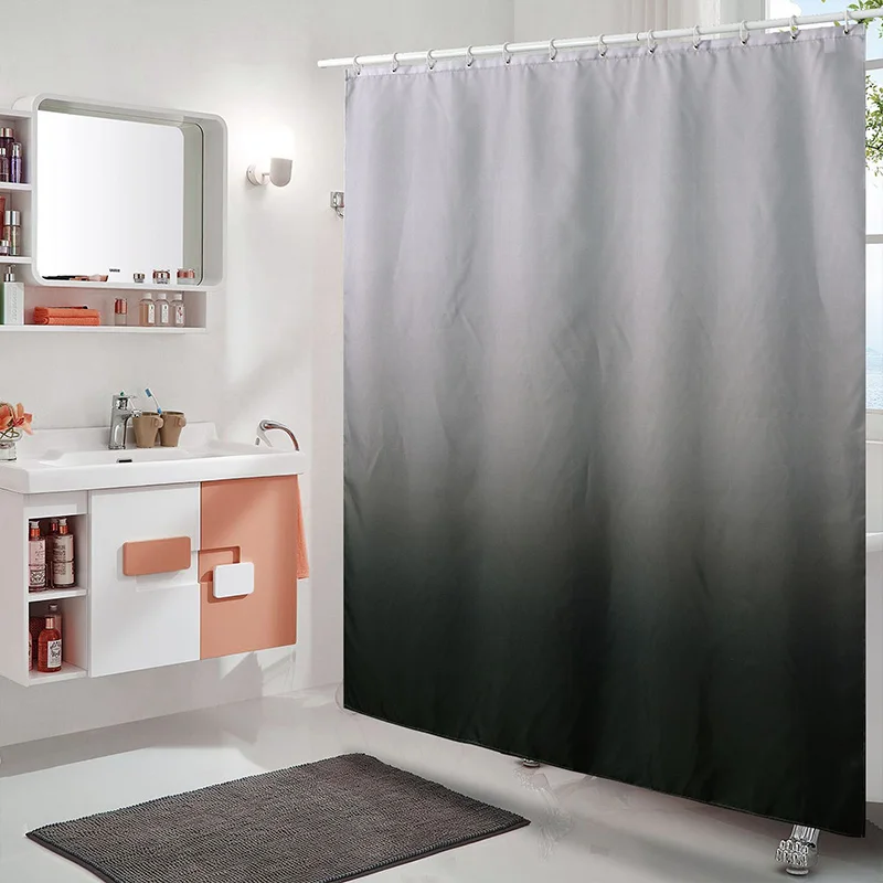Водонепроницаемая занавеска для душа с крючками однотонная ванной Прямая