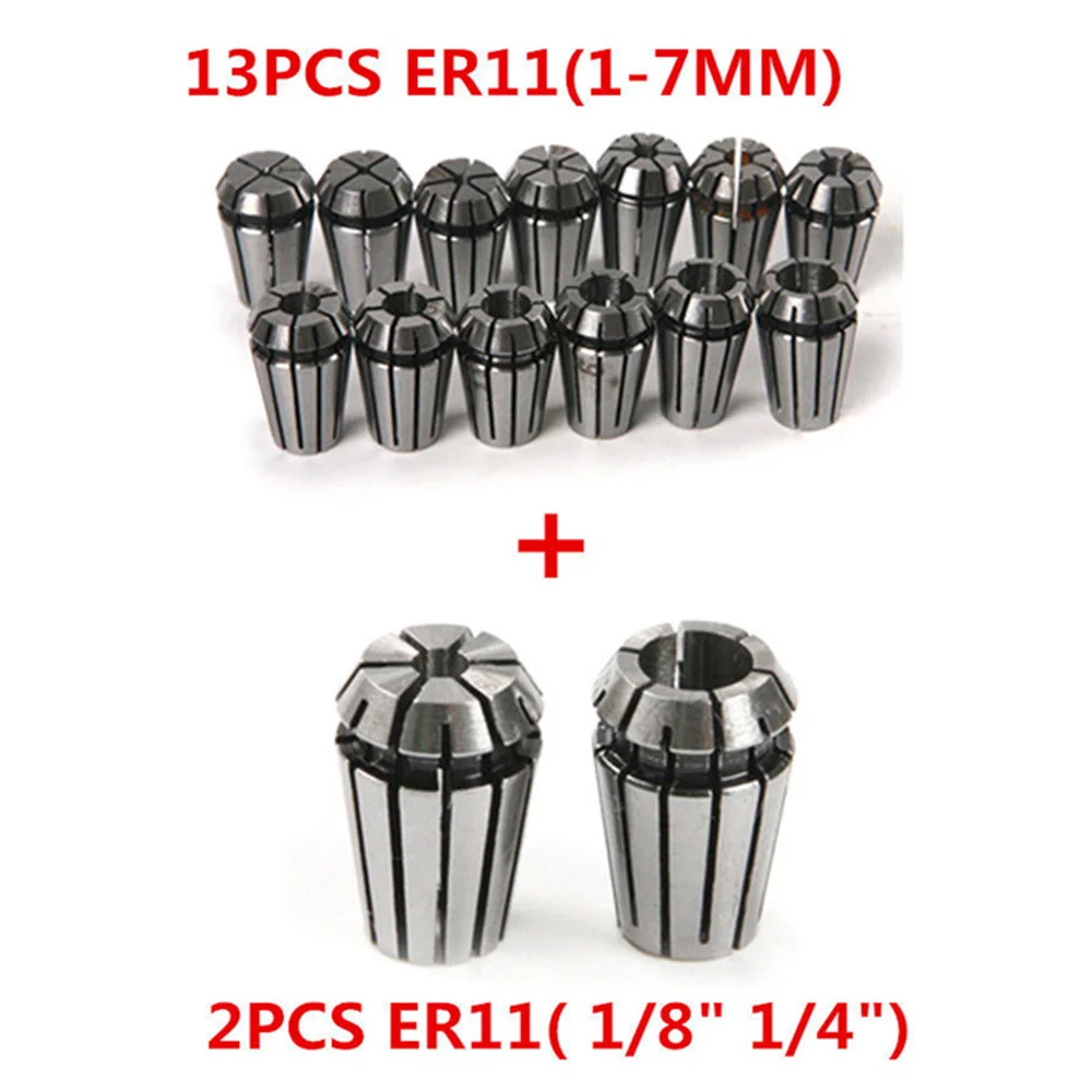 

15 шт. ER11 1-7 мм 1/4 "1/8" пружина Цанга высокой точности Цанга набор CNC Концевая мельница гравировальный станок фрезерный токарный станок держате...